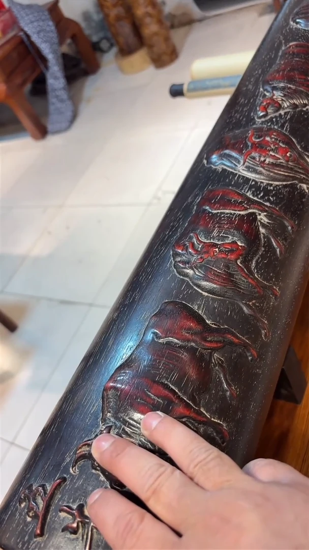 木五牛图横财摆件