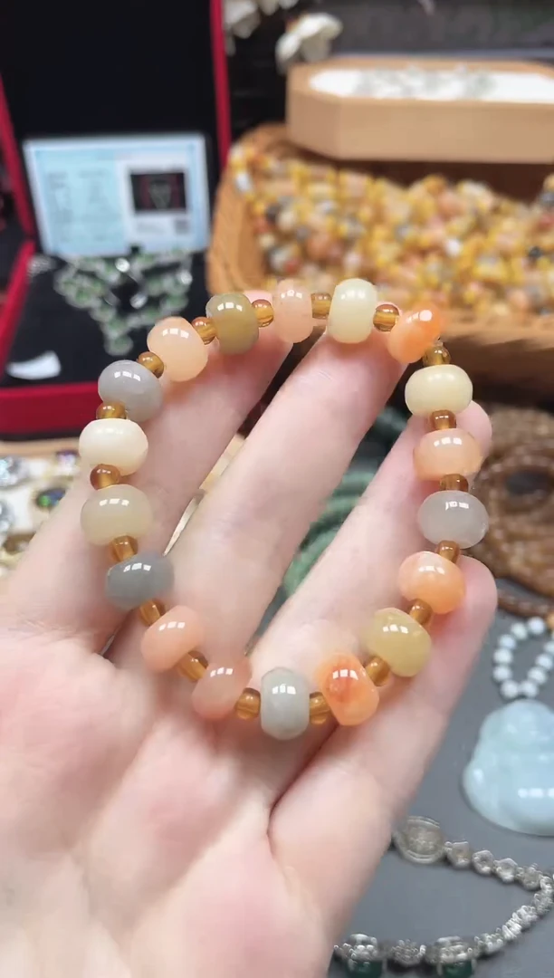 未镶嵌手串石英质玉（金丝玉）多样性发货拍一发一