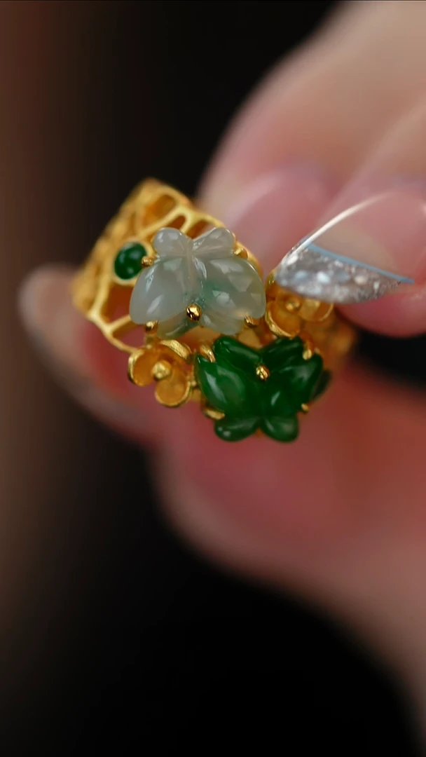 银S925镶嵌戒指翡翠新款