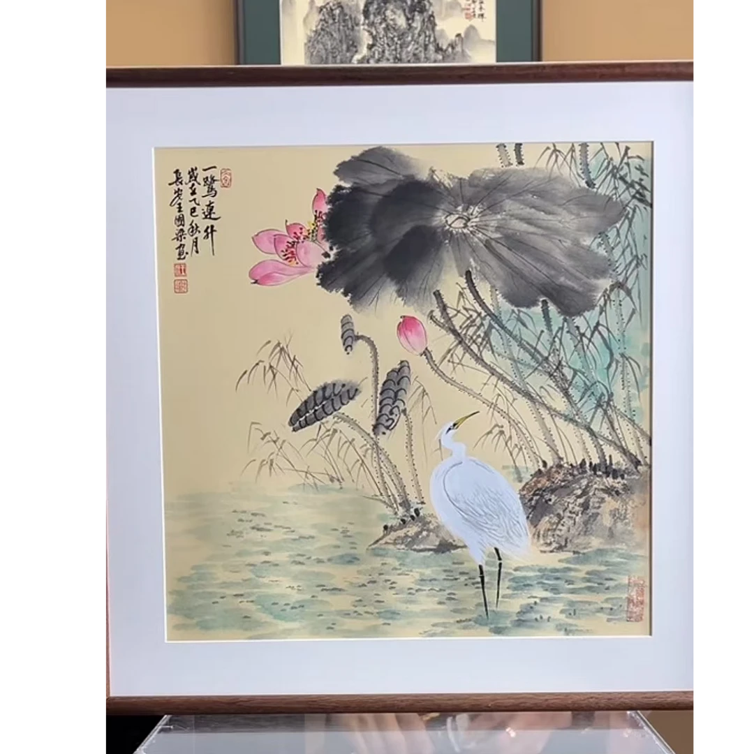 《一鹭连升》52×52花鸟装饰画