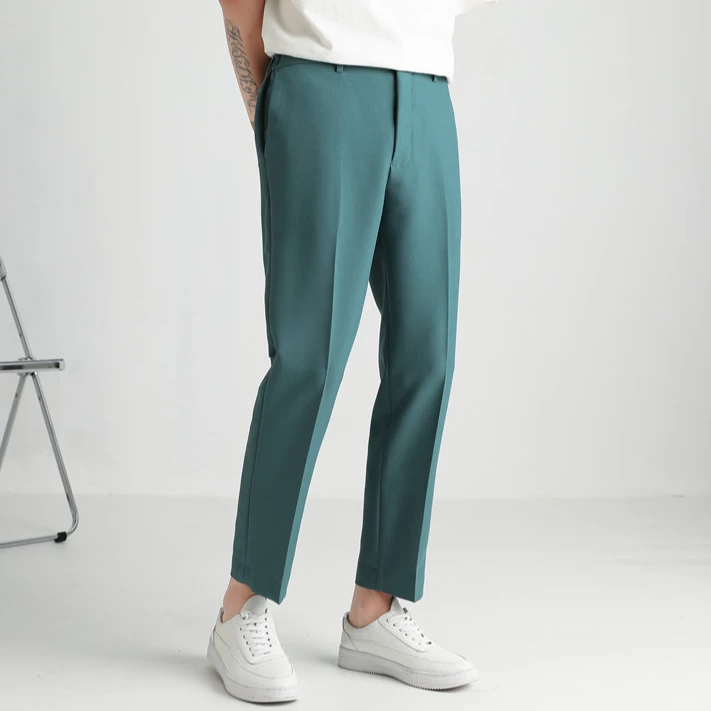 2025夏季薄款垂坠感九分裤男宽松直筒西裤韩版潮流休闲裤男士裤子