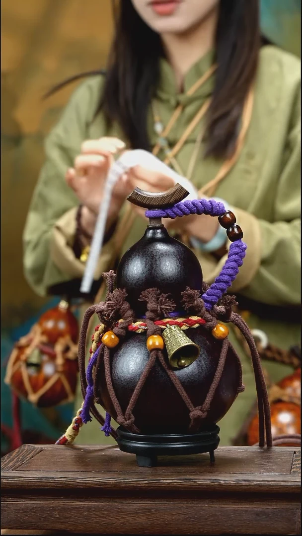 YT023复古网兜款天然酒葫芦（一物一拍）