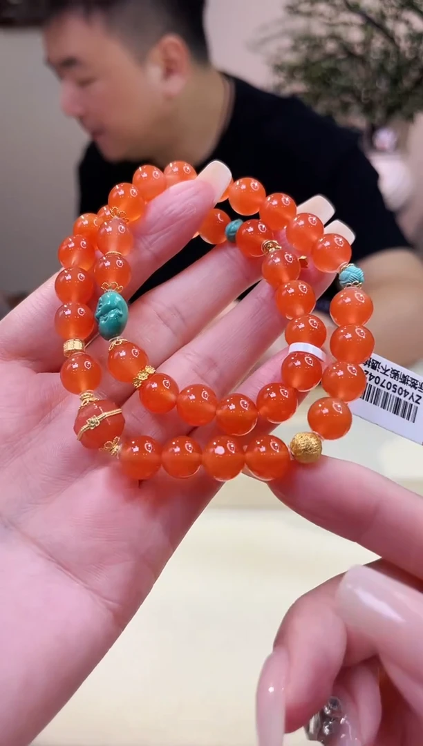 18K金镶嵌手链南红玛瑙@@ZY40507042