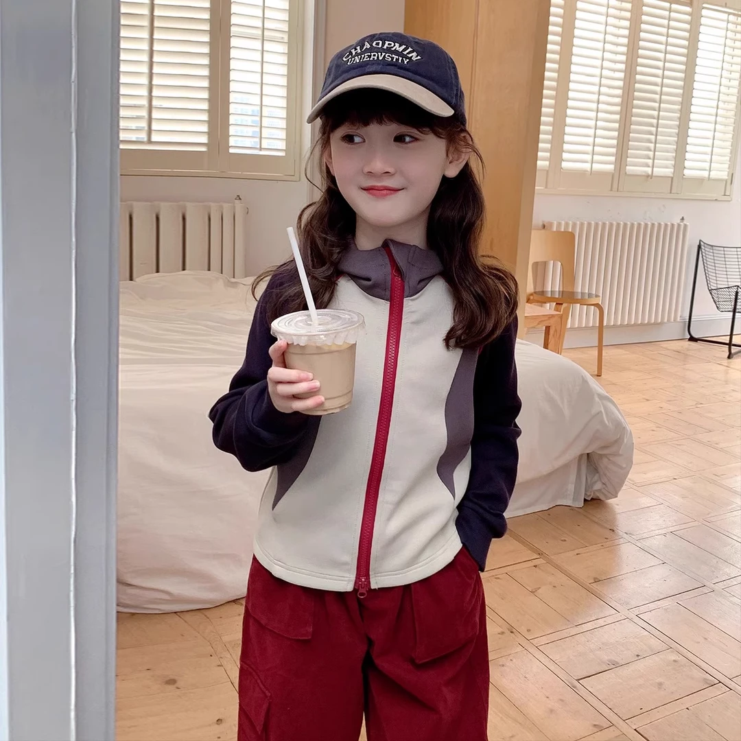 女童外套2025春秋装新款儿童中大童秋季拼接长袖上衣 Y24327