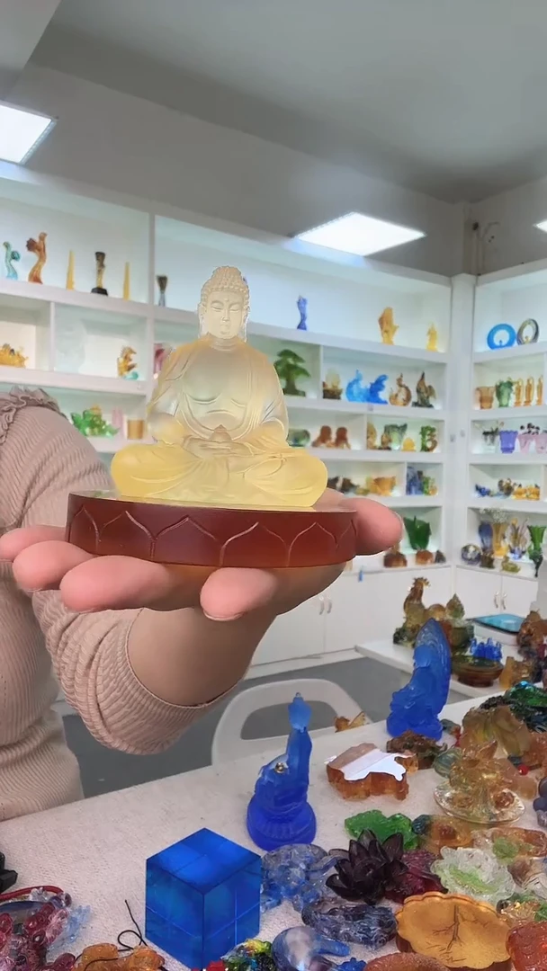 手工艺品琉璃佛像+底座