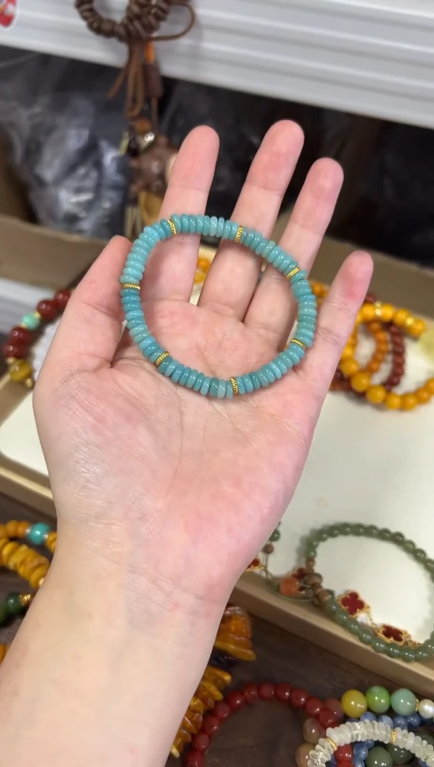 手链未镶嵌天河石老矿天河石精工蝶珠款手链
