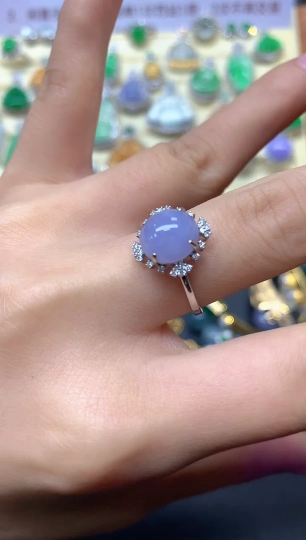 翡翠戒指18K金镶嵌戒指|2500+250