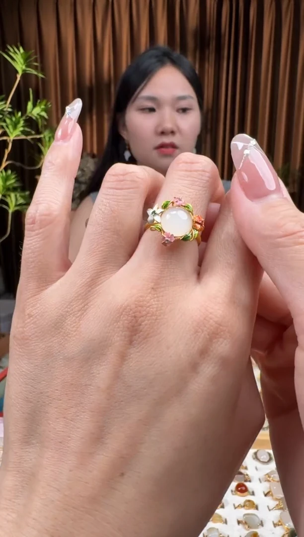 和田玉18K金镶嵌颈饰87朵朵8.9多样性拍一发一