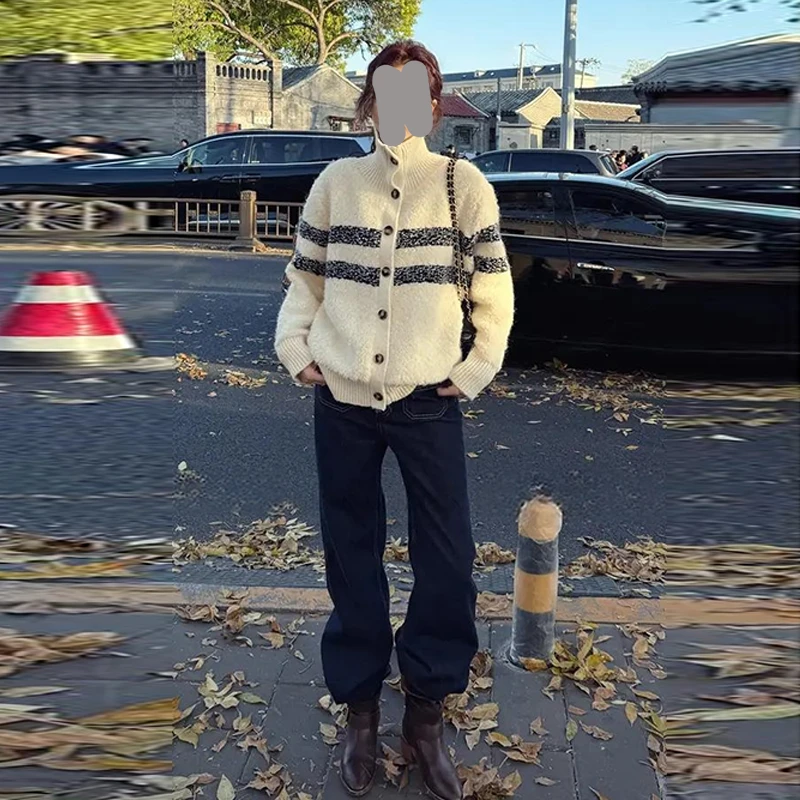 2026秋冬新款宽松时尚百搭休闲长袖毛衣针织开衫外套女潮
