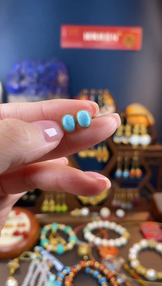 未镶嵌针钠钙石（海纹石）耳饰叮***铛，耳钉