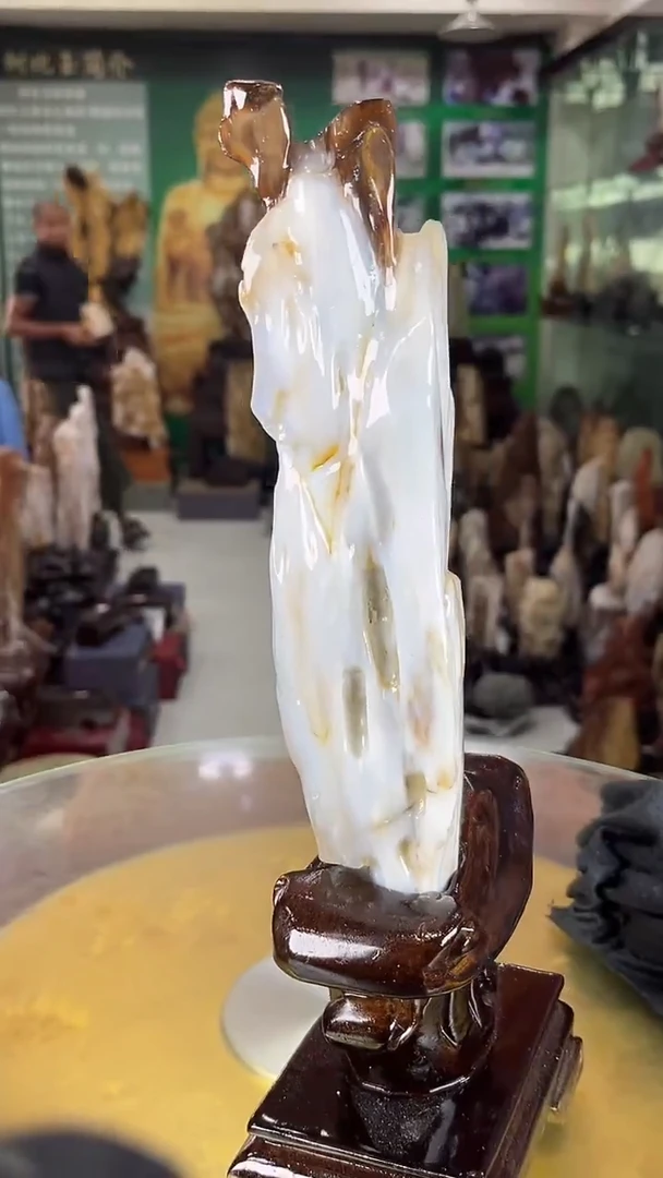 缅甸天然树化玉摆件