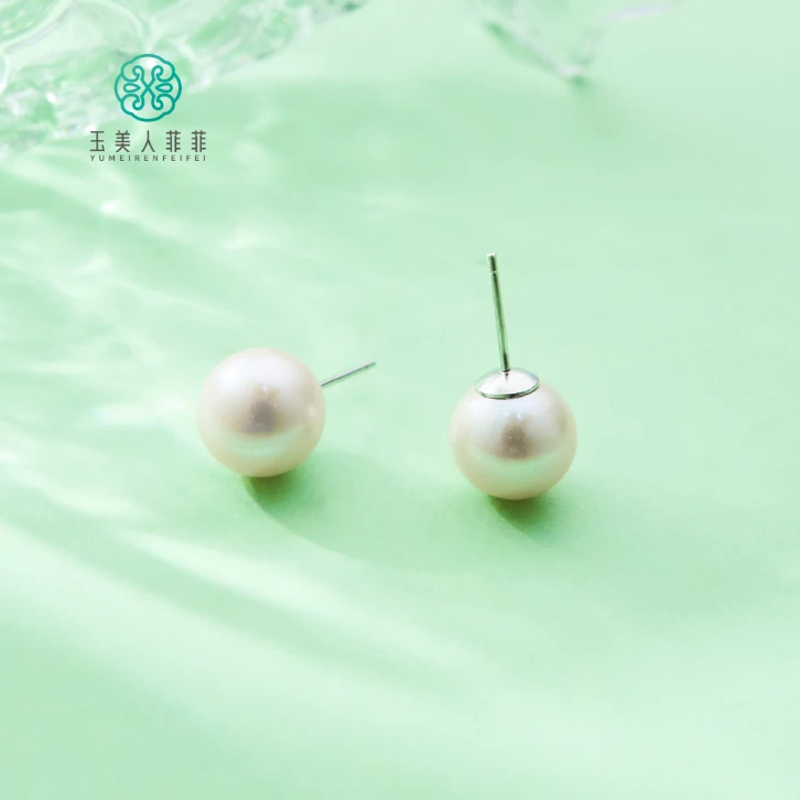 石惑珠宝^珍珠耳钉约10mm-多样性发一