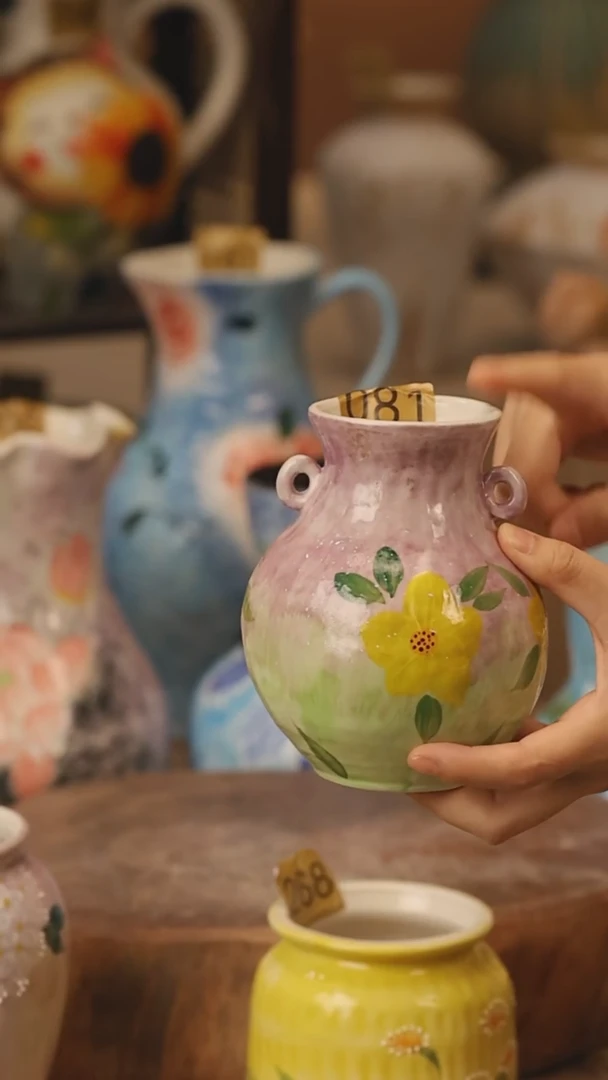 陶瓷081景德镇设计师手作花器摆件侘寂风