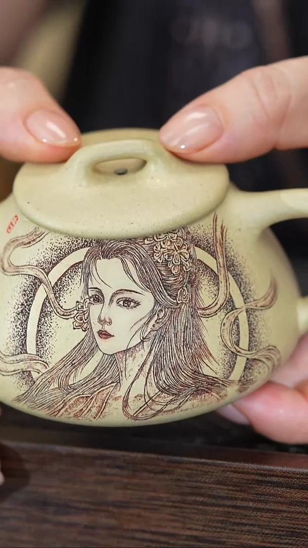 茶壶紫砂本绿石瓢