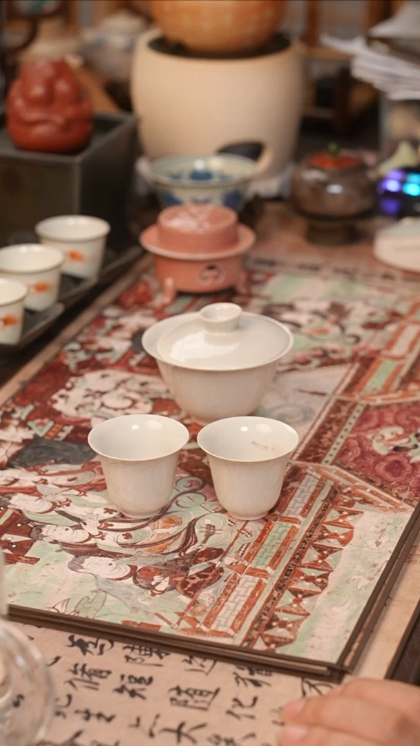 茶具墨己二才盖碗+2杯