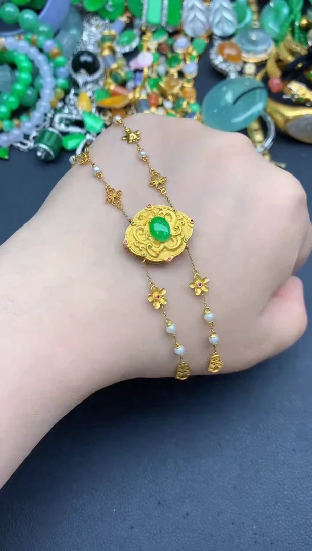 翡翠18K金镶嵌颈饰340-春日珠宝