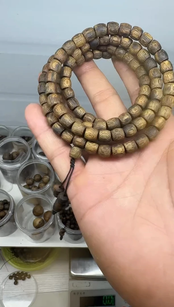 手串沉香奇楠沉香0.7规格多圈鼓珠23克