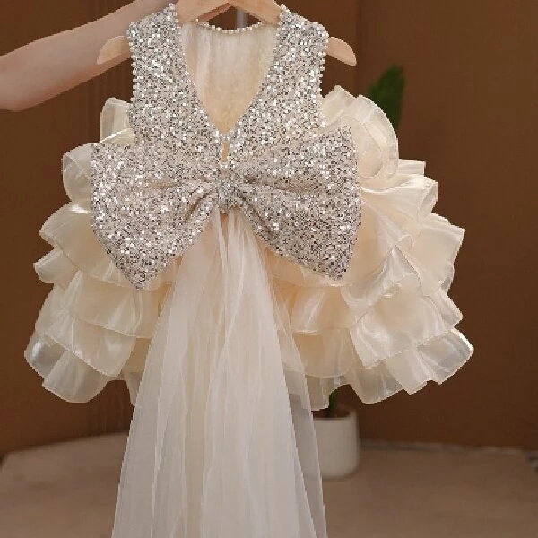 【NORA】女童新款珍珠款小众高级洋气轻奢宴会重工蓬蓬裙礼服裙