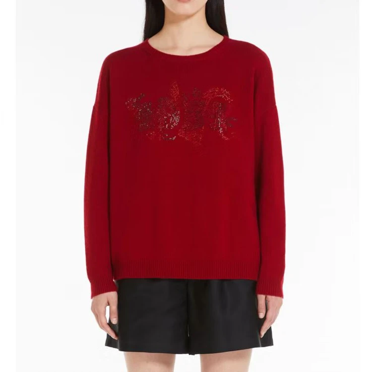 D 【MAX】羊毛羊绒圆领印花毛衣