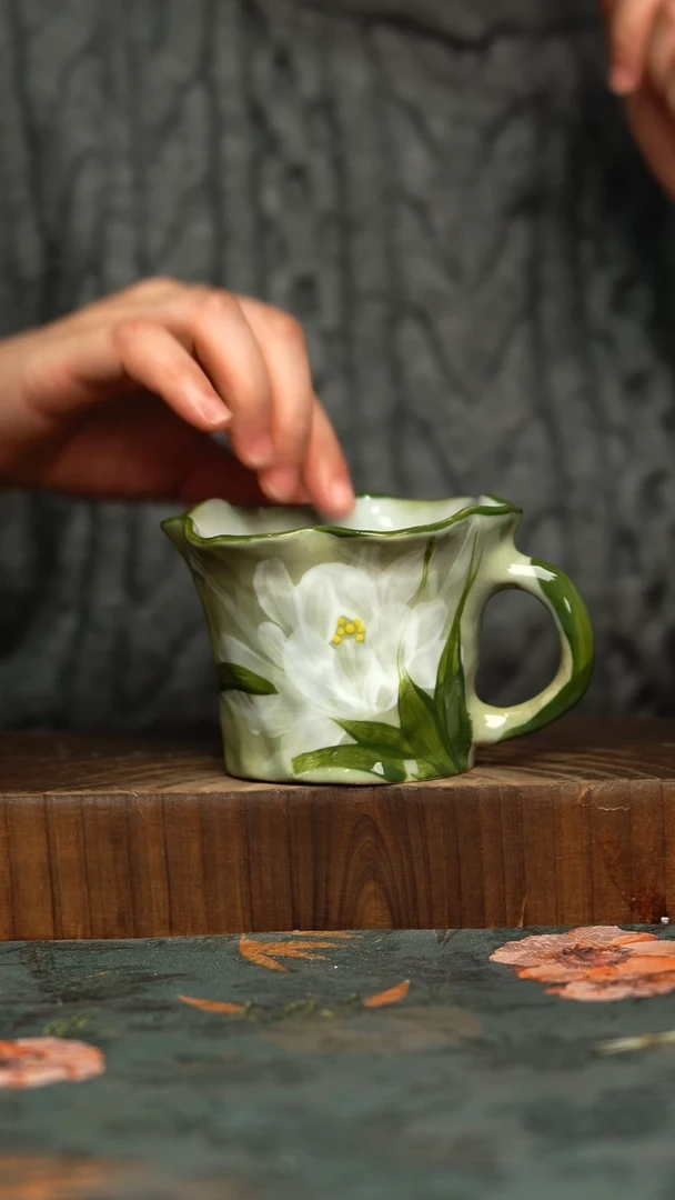 杯釉下彩手工手绘同款陶器