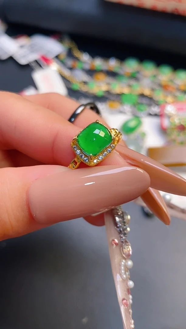 银S925镶嵌戒指翡翠天然