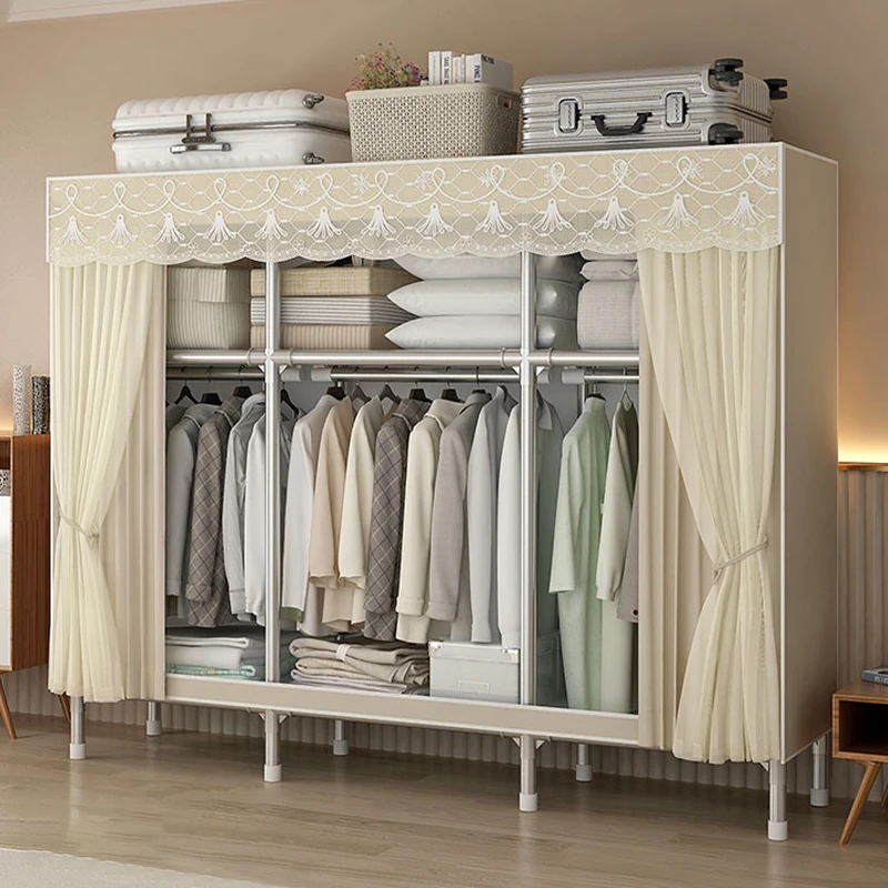 简易金属接头衣柜卧室家用加粗加固衣柜出租房专用不锈钢衣柜收纳