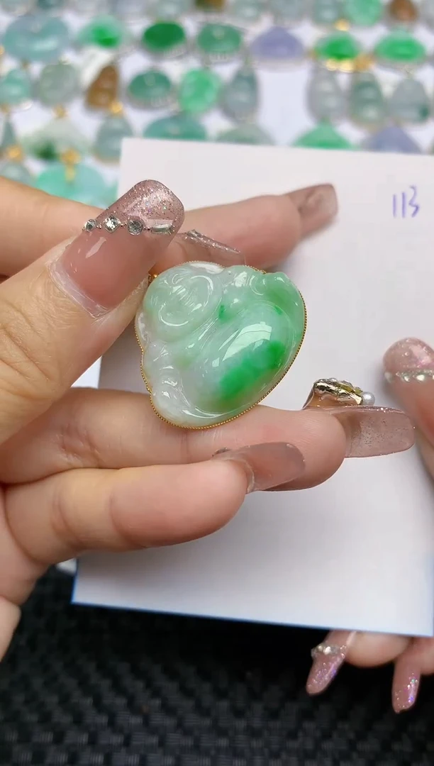【闪购商品】翡翠颈饰18K金镶嵌天然A货翡翠 113