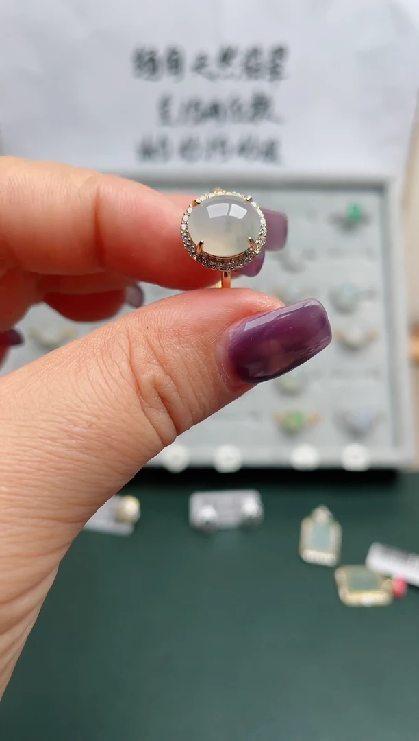 翡翠戒指银S925镶嵌.