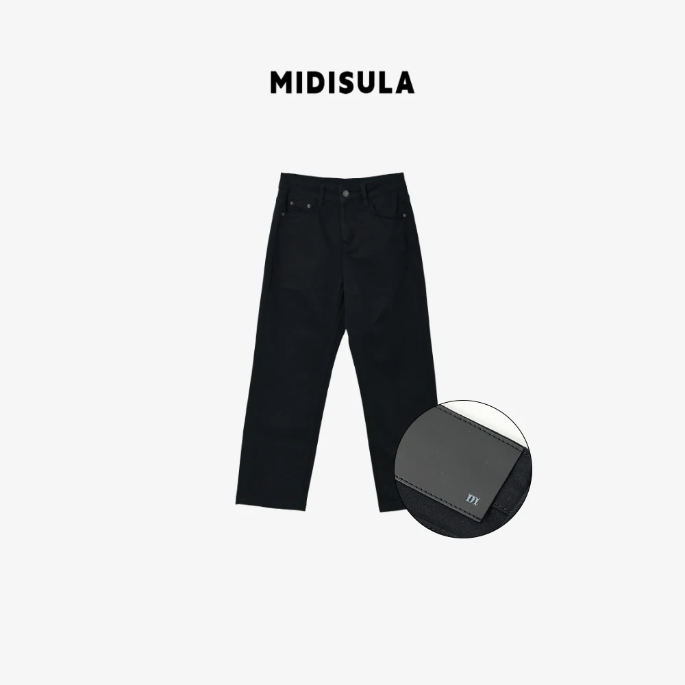 MDSL·新时尚洋气高腰微弹力简约百搭后口袋马标法棍牛仔裤#01776