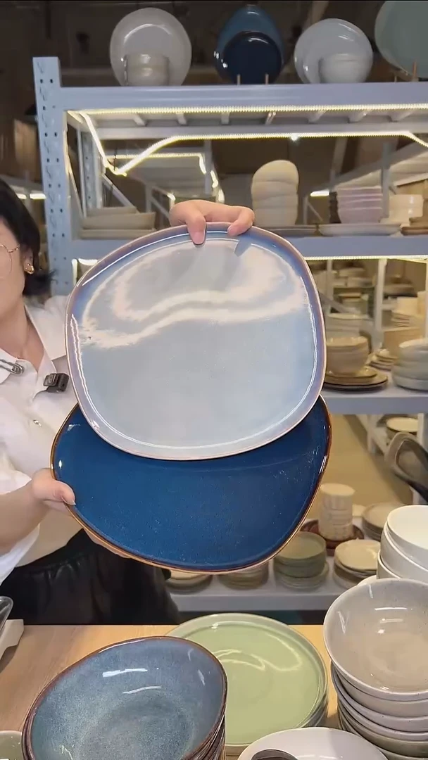瓷63外贸尾货高温釉下彩陶瓷餐具默认微瑕