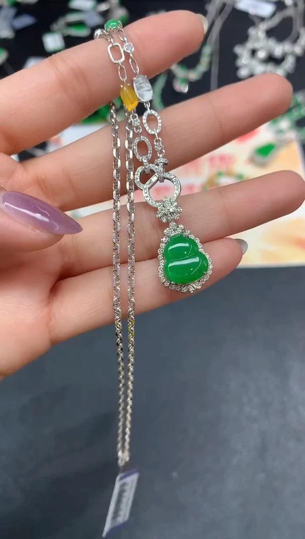 套链18K金镶嵌翡翠套链A2|19800