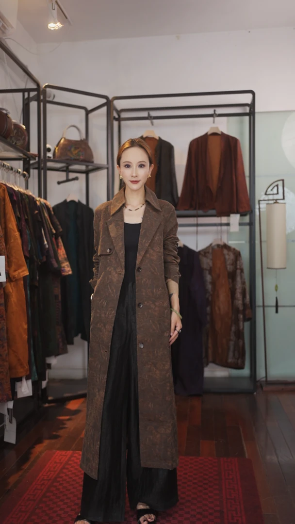 【澜山风衣】长袖新中式重磅款风衣110-86238澜山风衣（有带）