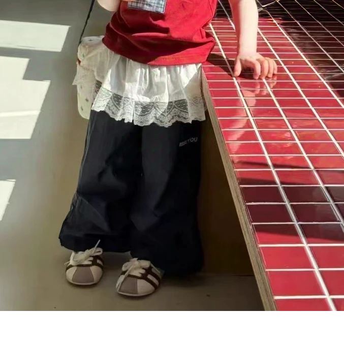 8452花边工装长裤夏季新款女童