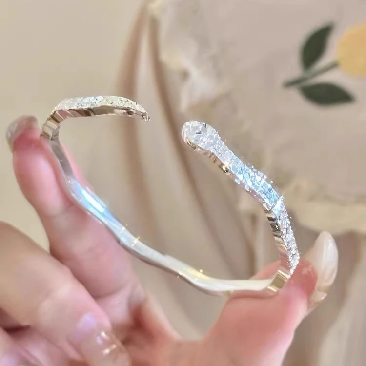 足银手镯 蛇形碎冰冰手镯足银999新中式国潮设计感情人节送女朋友