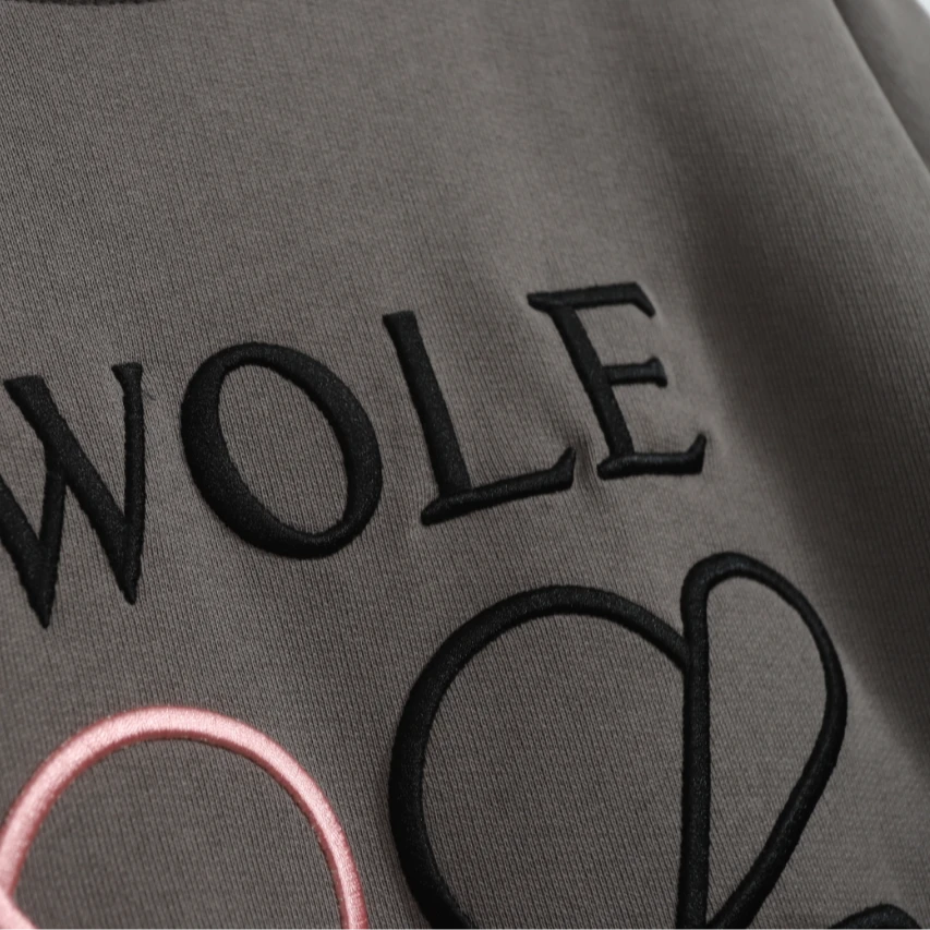 春季新款刺绣字母圆领卫衣百搭休闲宽松