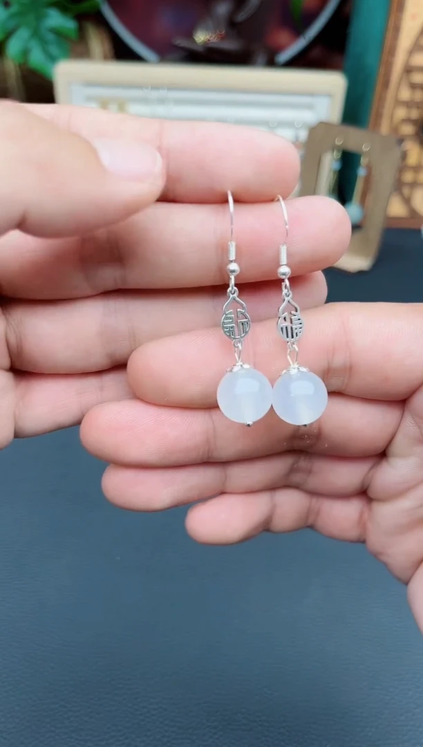 玛瑙/玉髓耳饰银S925镶嵌522000