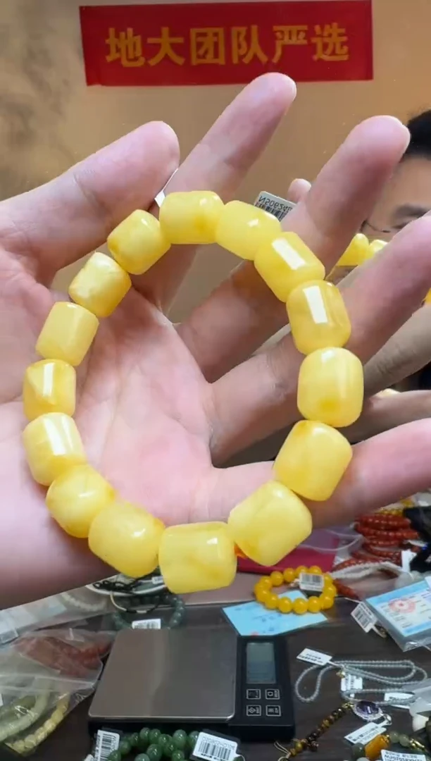 手链琥珀未镶嵌蜜蜡桶珠单圈手串