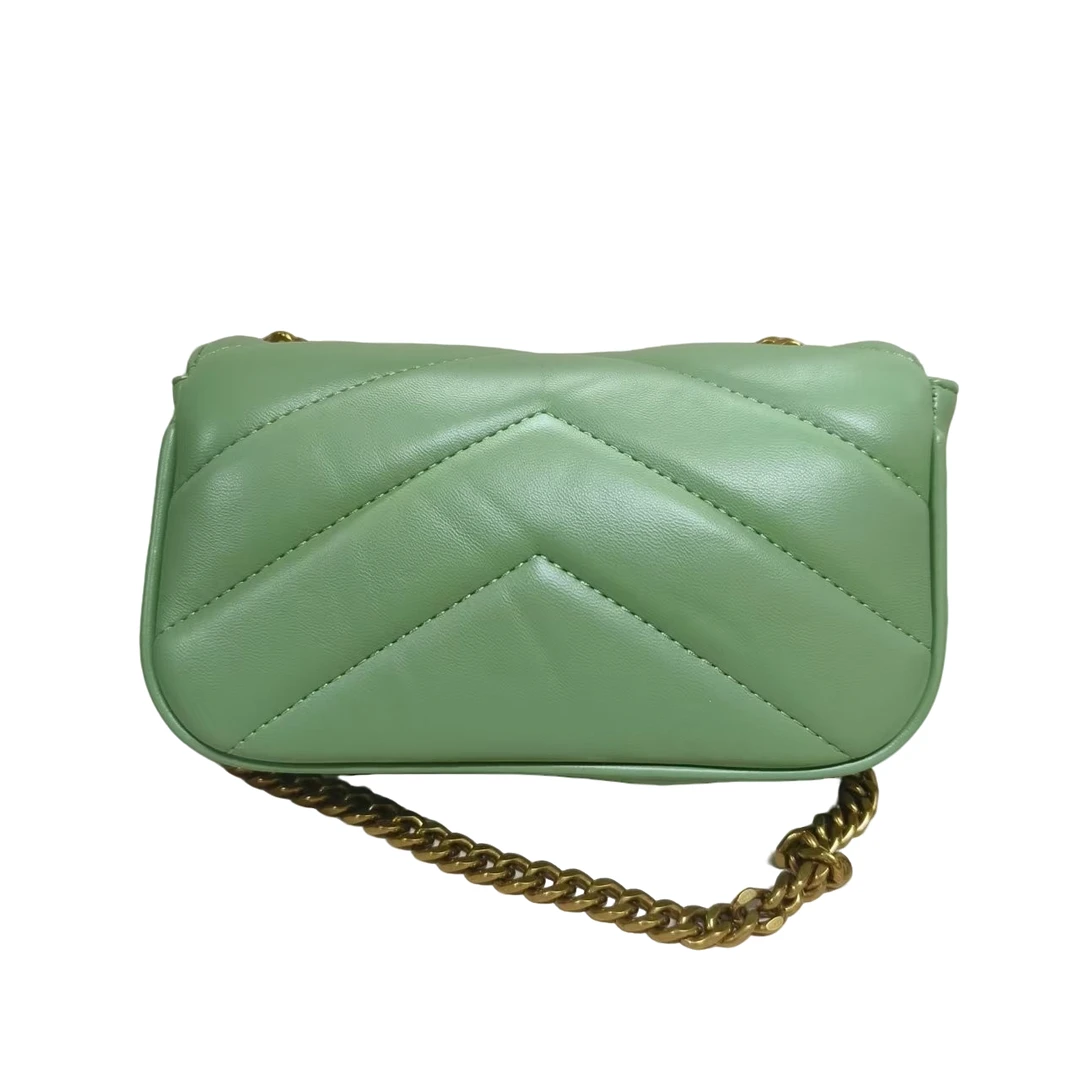 Laugh Queen手工打造真皮女士包时尚包 0517 绿黑白色 搂搂 20cm