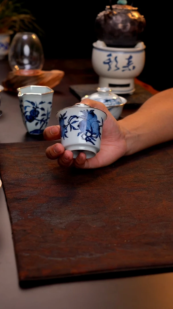 桃子盖碗三包银口