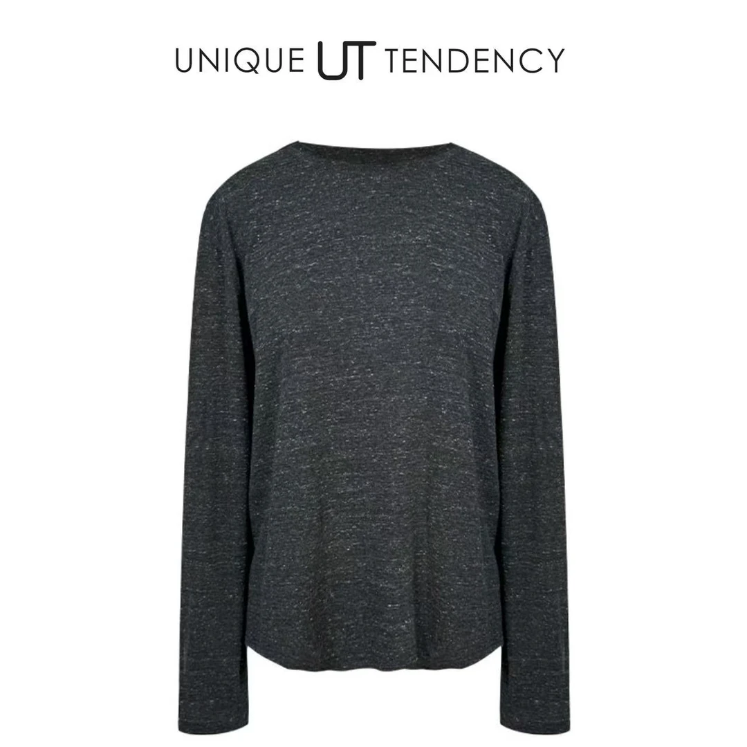 UNIQUE UT TENDENCY黑色长T恤百搭女士圆领