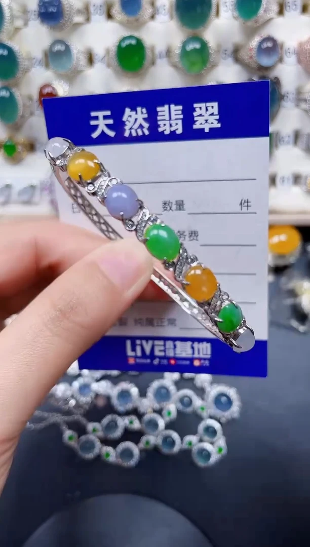 银S925镶嵌手镯翡翠364