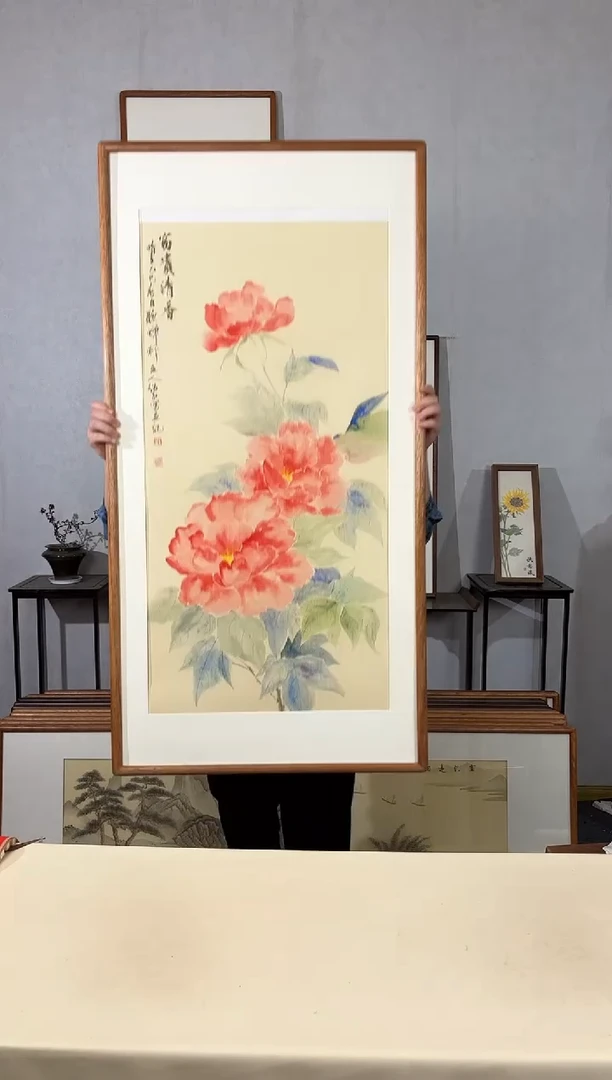 国画手绘*富贵清香（牡丹）*62*122cm
