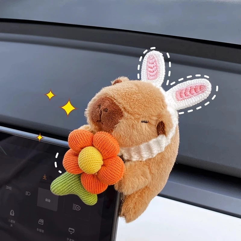 卡皮巴拉车载摆件汽车中控台显示屏幕趴趴饰品2025新款车内饰品女