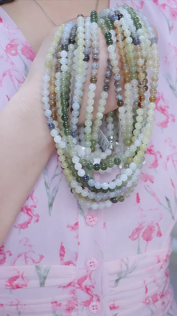 和田玉未镶嵌项链6【】多样性发一珠径6