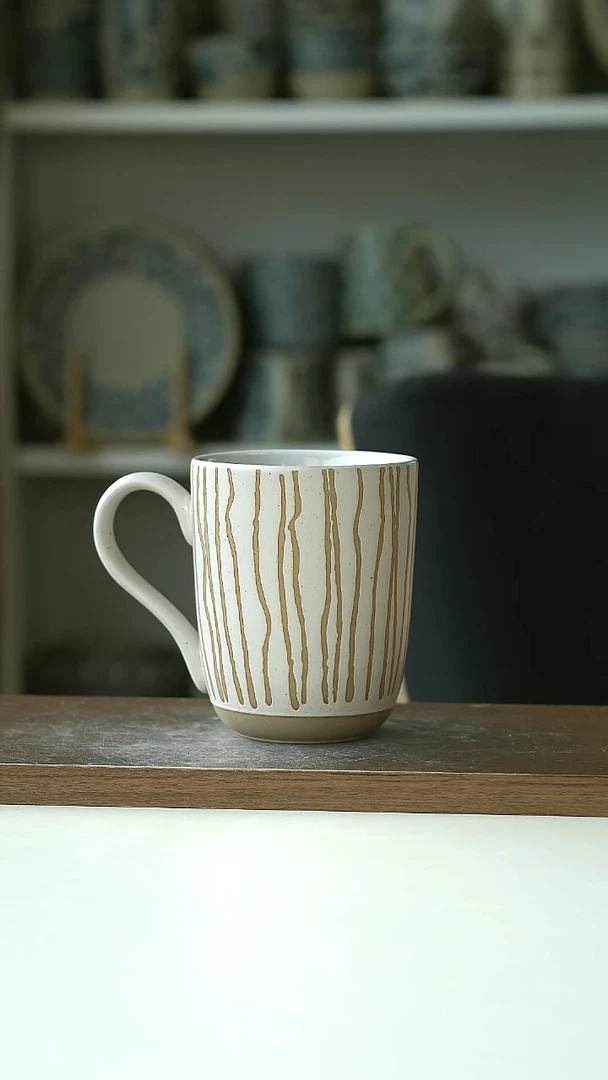 出丹麦sema粗陶画釉马克杯400ml@4-2@