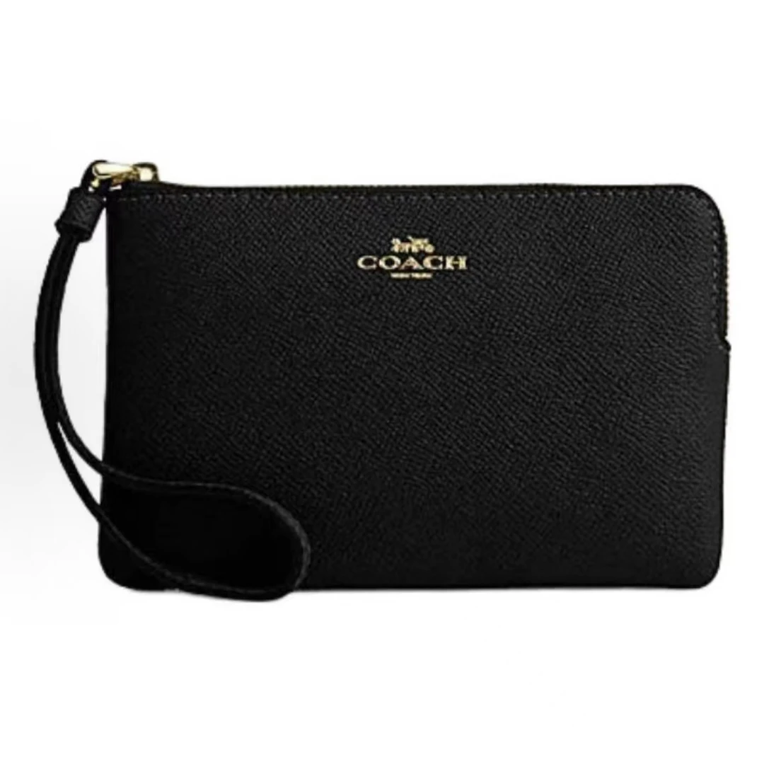 COACH/蔻驰Zip香黑色女款拉链手腕零钱包女士手拿包16*1.5*10cm