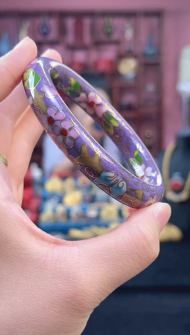 非遗 景泰蓝棍镯 55-60/宽版 紫色