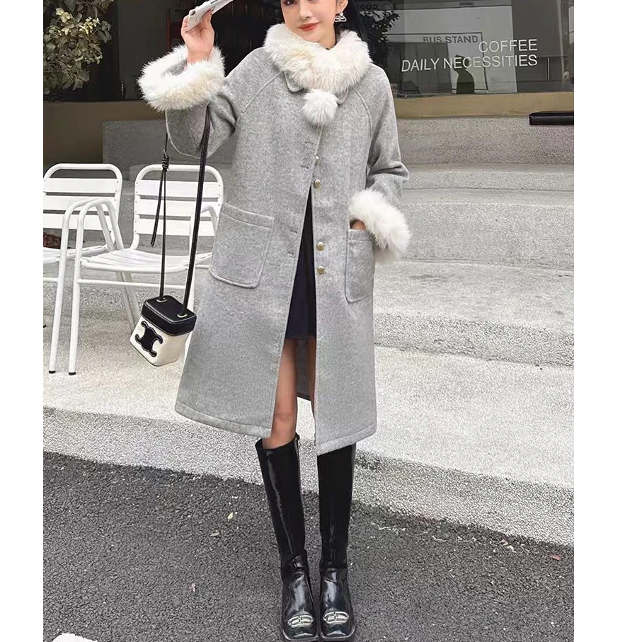 时尚气质百搭外套无毛领袖口无毛微瑕疵7363款