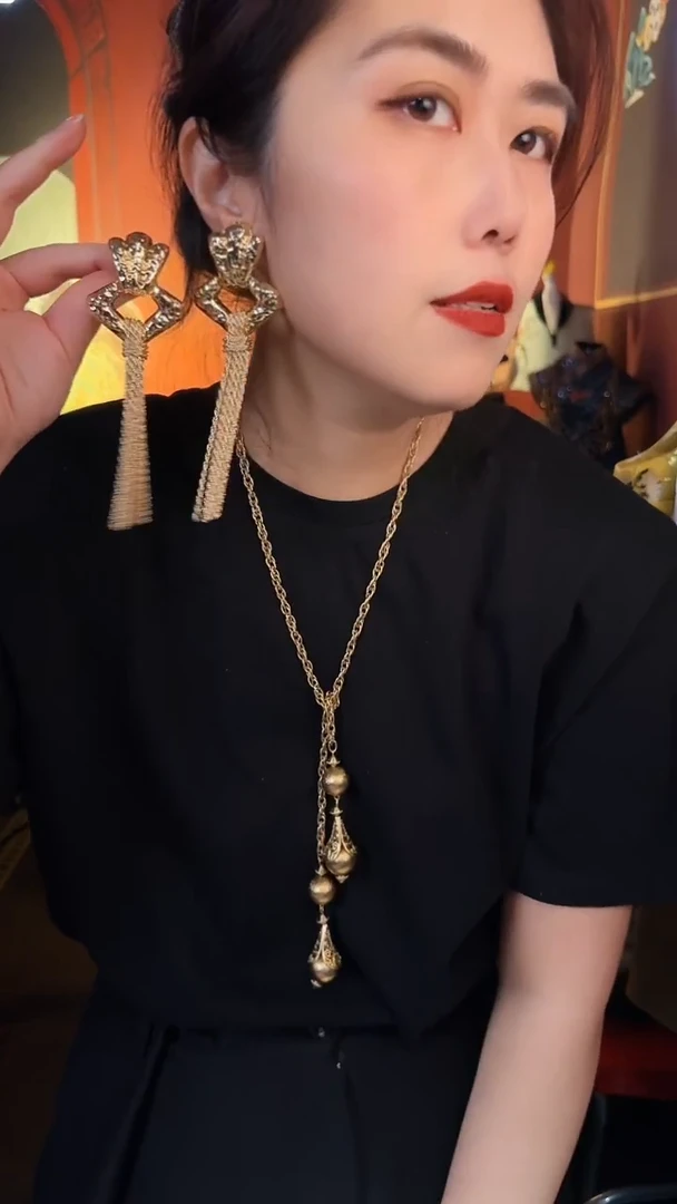 合金琉璃合金无孤品不折腾系列长流苏耳夹不退