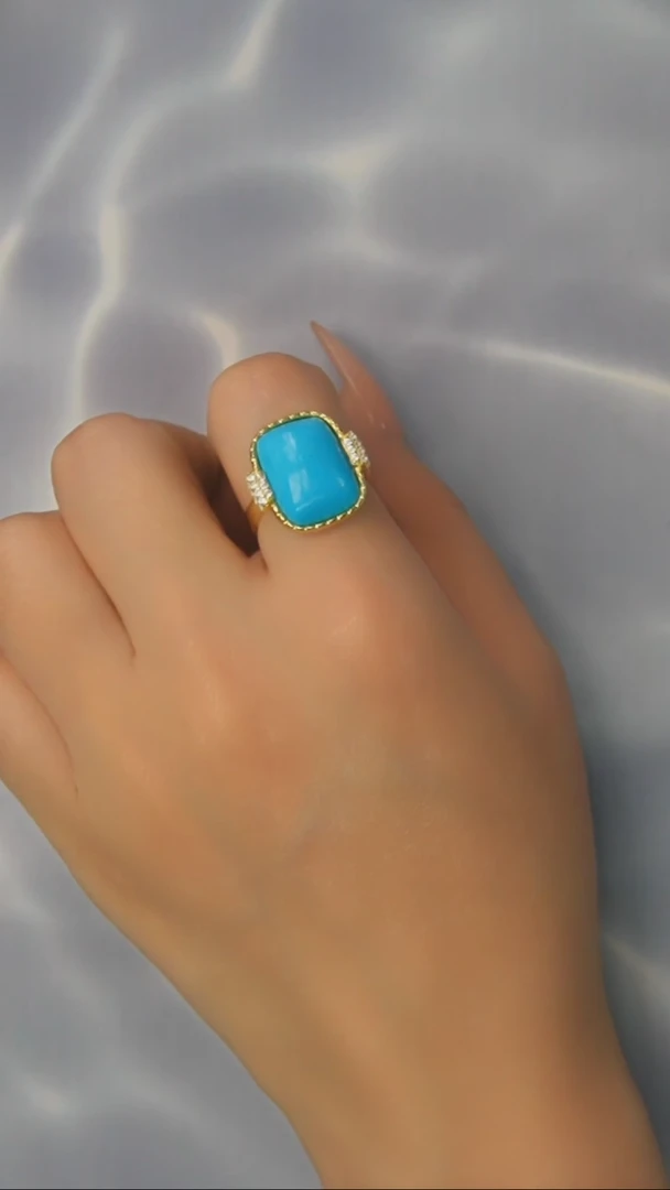 【闪购商品】绿松石戒指银S925镶嵌发货一件